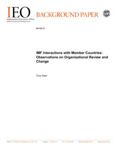 International economics / International development / Organizational behavior / Organizational theory / International Monetary Fund / Organizational culture / Organizational communication / Independent Evaluation Office / Organizational diagnostics / Management / Human resource management / Business