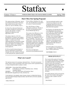 Volume 13 Issue 1  Northeastern Illinois Chapter of the American Statistical Association Spring 1998