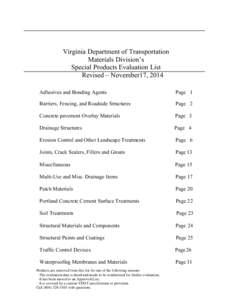 Environment / Soil science / Transportation in Virginia / Cellular confinement / Civil engineering / Soil / Virginia Department of Transportation / Erosion / Drainage system / Geotechnical engineering / Environmental soil science / Transport