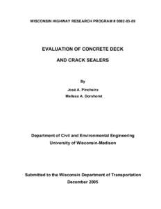 Evaluation of Concrete Deck and Crack Sealers
