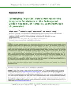 Minimum Population Size and Fragment Size for the Golden-Headed Lion Tamarin (Leontopithecus chrysomelas) in Bahia, Brazil:  Implications for the Persistence of the Species