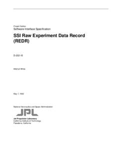 Project Galileo  Software Interface Specification SSI Raw Experiment Data Record (REDR)