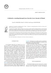 Geological Quarterly, 2009, 53 (4): 471–476  SHORT COMMUNICATION A distinctive crouching theropod trace from the Lower Jurassic of Poland