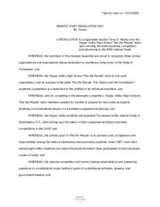 Filed for intro on[removed]SENATE JOINT RESOLUTION 7021 By Crowe A RESOLUTION to congratulate teacher Terry D. Morley and the Happy Valley High School 