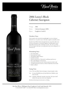 WINES[removed]Lenny’s Block Cabernet Sauvignon Vintage