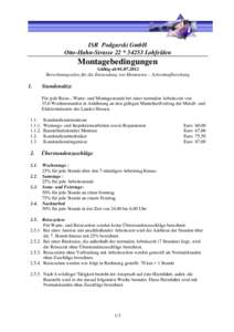 ISR Podgurski GmbH Otto-Hahn-Strasse 22 * 34253 Lohfelden Montagebedingungen Gültig abBerechnungssätze für die Entsendung von Monteuren – Schrottaufbereitung