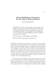 [removed]Weak Faithfulness Properties for the Burau Representation Patrick DEHORNOY