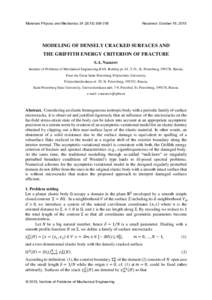 Materials Physics and Mechanics318  Received: October 16, 2015 MODELING OF DENSELY CRACKED SURFACES AND THE GRIFFITH ENERGY CRITERION OF FRACTURE