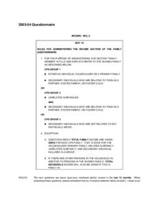 [removed]Questionnaire  INCOME - INQ_C BOX 1A RULES FOR ADMINISTERING THE INCOME SECTION OF THE FAMILY QUESTIONNAIRE: