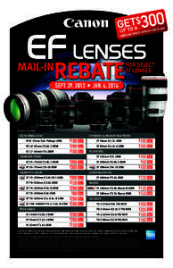 MAIL-IN  REBATE SEPT. 29, 2013  FOR SELECT