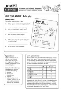 JOOZU!  SUPPORT EXTENDING THE LEARNING WORKSHEET