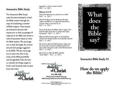 Interactive Bible Study  especially at 1 Peter 2 verses 5 and 9.) YES  or NO   Hebrews 4:14-16
