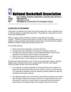 National Basketball Association TO: FROM: DATE: RE:
