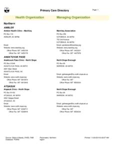 Page: 1  Primary Care Directory Health Organization