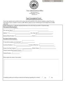 Print Form  Submit by Email Taxi Administration Office 1200 Airport Drive #1