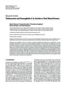 Thalassemia and Hemoglobin E in Southern Thai Blood Donors