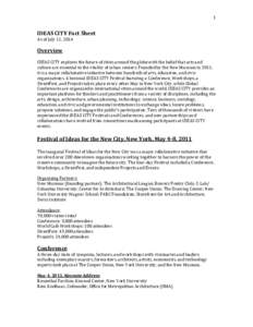 1  IDEAS CITY Fact Sheet As of July 11, 2014  Overview