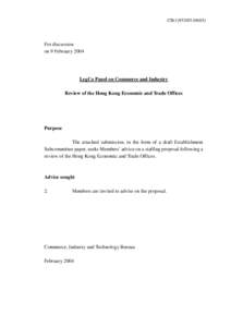 CB[removed])  For discussion on 9 February[removed]LegCo Panel on Commerce and Industry