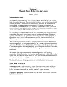 Microsoft Word - Summary of Klamath Basin Restoration Agreement[removed]doc