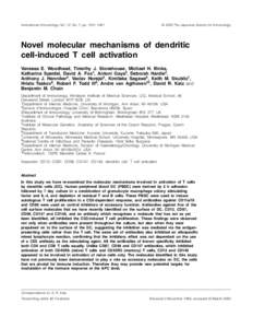 International Immunology, Vol. 12, No. 7, pp. 1051–1061  © 2000 The Japanese Society for Immunology Novel molecular mechanisms of dendritic cell-induced T cell activation