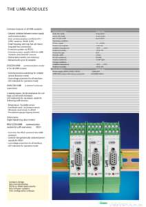 THE UMB-MODULES  Common features of all UMB modules - Galvanic isolation between sensor supply and communication - Host communication via RS232 (PC /