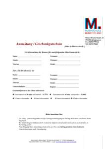 Robert-Bosch-StraßeLüdinghausen Fax:Tel: Anmeldung / Geschenkgutschein