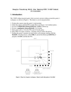People Tracking With the Gantry-PTU 5-DOF RobotIntroduction: The 5-DOF ceiling-mounted gantry robot can track a person walking around the gantry’s workspace, as shown in Figure 1. The demo is a seven-ste
