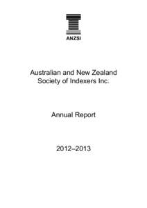 ANZSI  Australian and New Zealand Society of Indexers Inc.  Annual Report