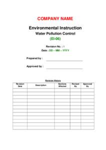 COMPANY NAME Environmental Instruction Water Pollution Control (EI-06) Revision No. : 1 Date : DD – MM – YYYY