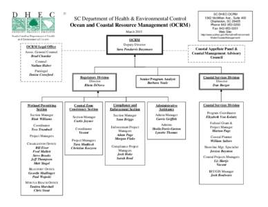 Section manager / Project manager / Charleston /  South Carolina / Regulatory compliance / South Carolina / Geography of the United States / Business / Project management / Charleston–North Charleston–Summerville metropolitan area / South Carolina Department of Health and Environmental Control