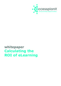 whitepaper  Calculating the ROI of eLearning  eLearning Success – measuring the ROI