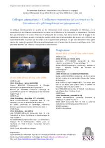 Programme	
  incluant	
  les	
  résumés	
  et	
  la	
  présentation	
  des	
  conférenciers	
  	
    	
     École	
  Normale	
  Supérieure	
  -­‐	
  Département	
  LILA	
  (Littérature	
  et