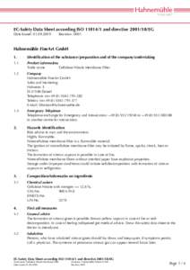 EC-Safety Data Sheet according ISOand directiveEG Date Issued: Revision: 0001  Hahnemühle FineArt GmbH