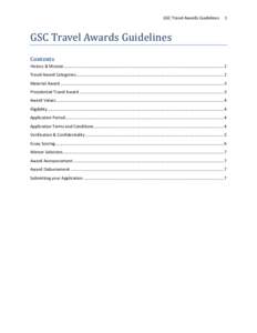 GSC Travel Awards Guidelines  1 GSC Travel Awards Guidelines Contents