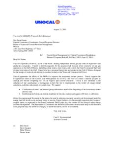 Unocal Corporation Comments on proposed Federal Consistency Regulation Revisions
