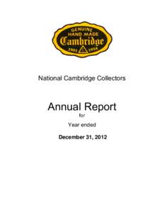 National Cambridge Collectors  Annual Report for  Year ended