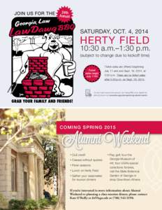 24th Annual SATURDAY, OCT. 4, 2014  HERTY FIELD