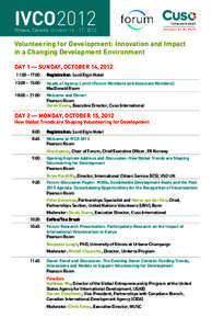 IVCO2012  Ottawa, Canada: October[removed], 2012 International Vo l u n t e e r s f o r t h e W o r l d