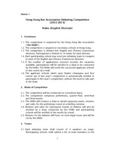 Annex 1  Hong Kong Bar Association Debating CompetitionRules (English Division)