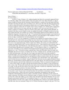 Southern Campaigns American Revolution Pension Statements & Rosters Pension Application of Edward Mitchell W23991 Ann Mitchell Transcribed and annotated by C. Leon Harris. Revised 16 Aug[removed]VA