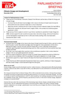 PARLIAMENTARY BRIEFING Climate change and development NovemberSimon Kirkland