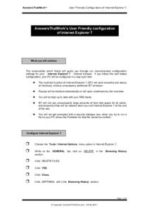 AnswersThatWorkTM  User Friendly Configuration of Internet Explorer 7 AnswersThatWork’s User Friendly configuration of Internet Explorer 7