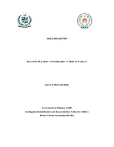 Reconstruction and Rehabilitation in Education Sector: Working Paper