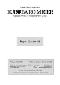 EUROPEAN COMMISSION  EUR BAROMETER PUBLIC OPINION IN THE EUROPEAN UNION  Report Number 52