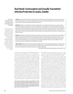 Dual Needs: Contraceptive and Sexually Transmitted Infection Protection in Lusaka, Zambia By Davy M. Chikamata, Oliver Chinganya, Heidi Jones and Saumya
