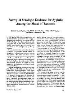 Infections with a predominantly sexual mode of transmission / Health / Venereal Disease Research Laboratory test / Rapid plasma reagin / Syphilis / Treponema pallidum / Yaws / Maasai people / Sexually transmitted disease / Microbiology / Medicine / Bacterial diseases