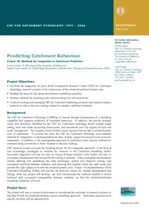 CRC FOR CATCHMENT HYDROLOGYCurrent ProjectsFor further information