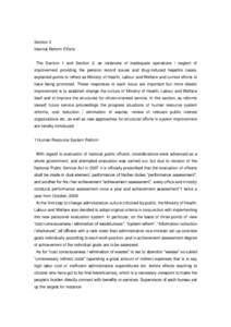 Section 3 Internal Reform Efforts The Section 1 and Section 2, as instances of inadequate operations / neglect of improvement providing the pension record issues and drug-induced hepatitis cases, explained points to refl