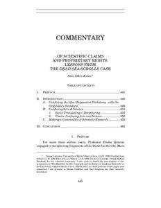 COMMENTARY OF SCIENTIFIC CLAIMS AND PROPRIETARY RIGHTS: