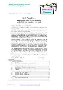 Identities involving binomial-coefficients, Bernoulli- and Stirlingnumbers